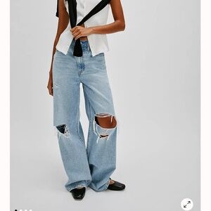 Levi's Ribcage Wide-Leg Jeans color - Bin Day